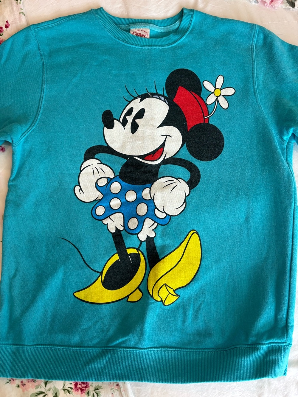 DISNEY MINNIE MOUSE Sweatshirt Classic Turquoise Blue Size Large LG Disney Store